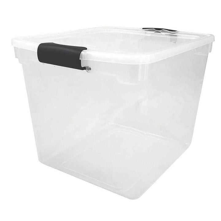 HOMZ 2 Pack Large Clear Plastic Storage Bins with Latching Lids, 112 Quart, Gray 112 QT (2 Pack)