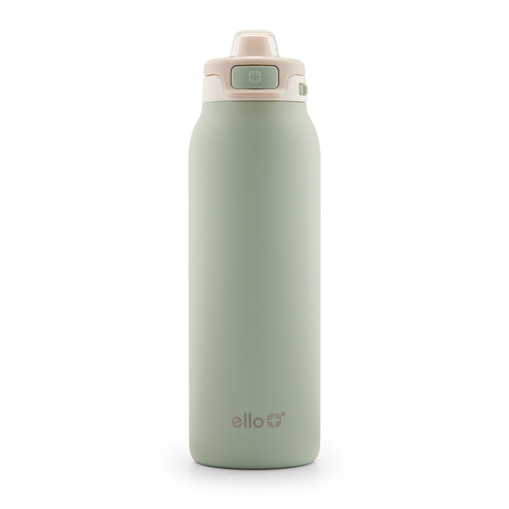 Ello Pop & Fill Stainless Steel Water Bottle with QuickFill Technology | Double Walled Vacuum Insulated Metal | Leak Proof Locking Lid | Sip and Chug | Reusable BPA Free | 22oz, 32oz Pistachio