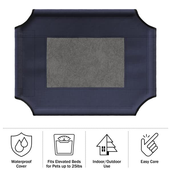 PETMAKER Elevated Dog Bed Cover - 24.5x18.5-Inch Replacement Pet Bed Cover with Mesh Panel - for Indoor/Outdoor Use - Dog Cot Not Included (Blue) Replacement Cover - Small Blue