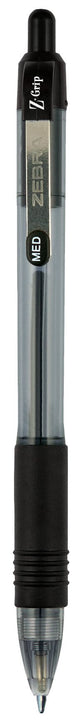 Zebra(R) Z-Grip(TM) Retractable Ballpoint Pens, 1.0 mm, Medium Point, Clear Barrel, Black Ink, Pack Of 24, 12221