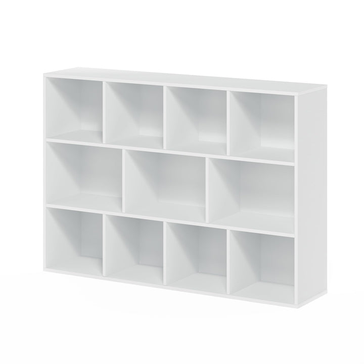 Furinno Pasir 3-Tier Open Shelf Bookcase, White/Green 11003WH/GR 3-Tier Cube