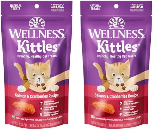 Wellness Kittles Natural Grain Free Cat Treats, Salmon & Cranberries, 6-Ounce Bag 6 Ounce (Pack of 1)