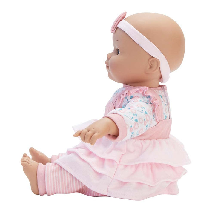 Madame Alexander 14-Inch Baby Cuddles Doll with Bottle, Pink Floral, Medium Skin Tone