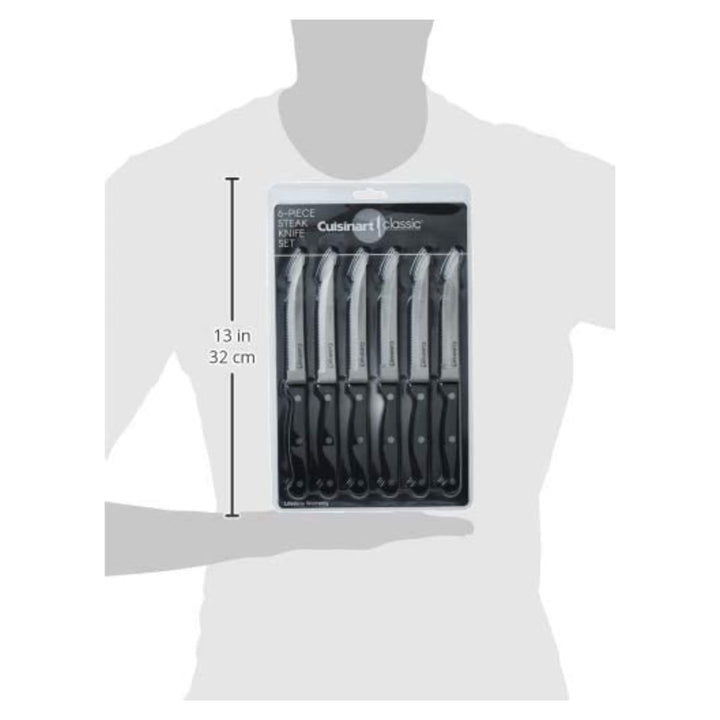 Cusinart Knife Set, 6pc Steak Knife Set with Steel Blades for Precise Cutting, Lightweight, Stainless Steel & Durable, C77TR-6PSK Black