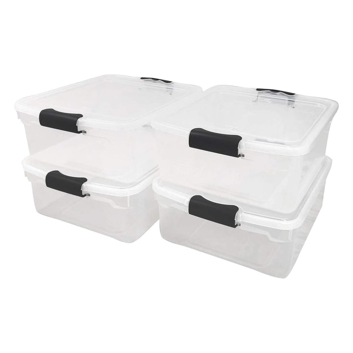 HOMZ 2 Pack Large Clear Plastic Storage Bins with Latching Lids, 112 Quart, Gray 112 QT (2 Pack)