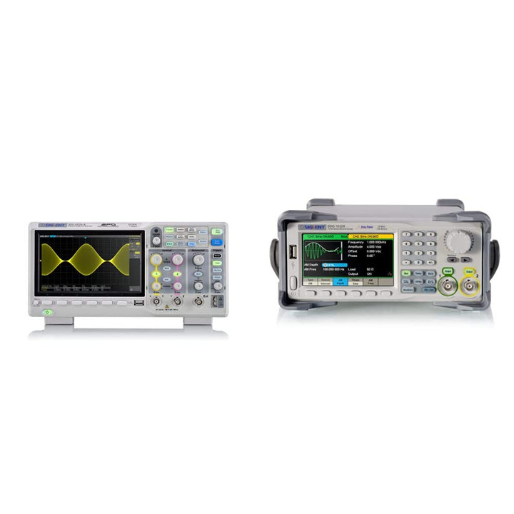 Siglent Technologies SDS1202X-E 200 mhz Digital Oscilloscope 2 Channels, Grey and Siglent Technologies SDG1032X Arbitrary Waveform - Function Generator Oscilloscope + Arbitrary Waveform