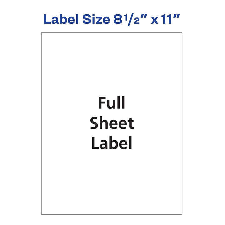 Avery Full Sheet Printable Shipping Labels, 8.5" x 11", Matte Clear, 25 Blank Mailing Labels (8665) 1 Pack