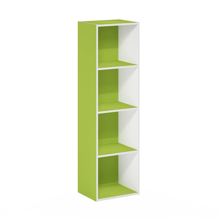 Furinno Pasir 3-Tier Open Shelf Bookcase, White/Green 11003WH/GR 3-Tier Cube