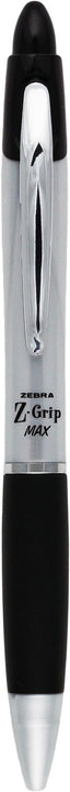 Z-Grip® Max Retractable Ballpoint Pens, Medium Point, 1.0 mm, Silver Barrel, Black Ink, Pack Of 12