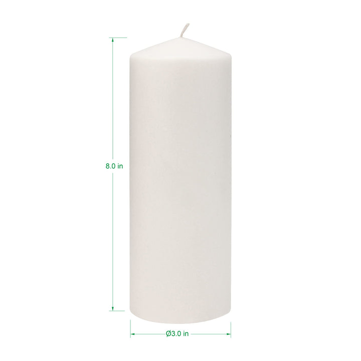 Stonebriar 80 Hour Long Burning White Unscented Pillar Candles, 3x8, White, 6 Count 3" x 8" 6.0