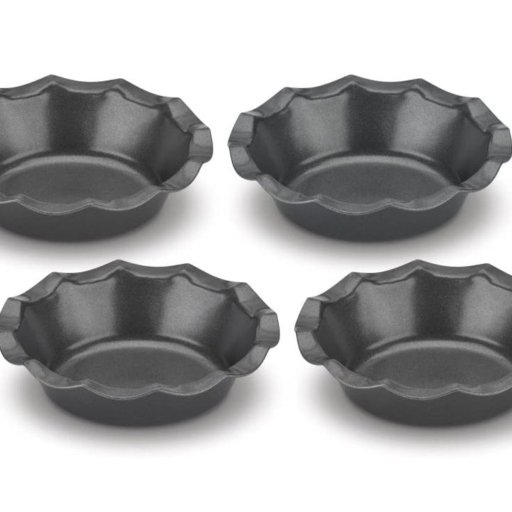 Cuisinart 4 Piece Fluted Tartlet Pan Set Mini-Metal-Bakeware, Steel Alloy