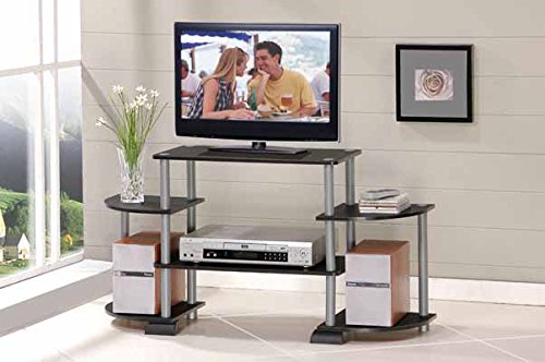 Furinno Turn-S-Tube Wide TV Entertainment Center, Sonoma Oak/White, 47. 25x13. 4x15. 9 4-Tiers with Round Corner