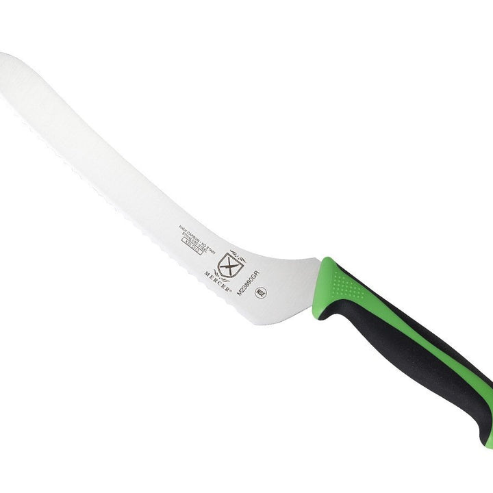 Mercer Culinary Millennia Colors 9-Inch Offset Wavy Edge Bread Knife, Green