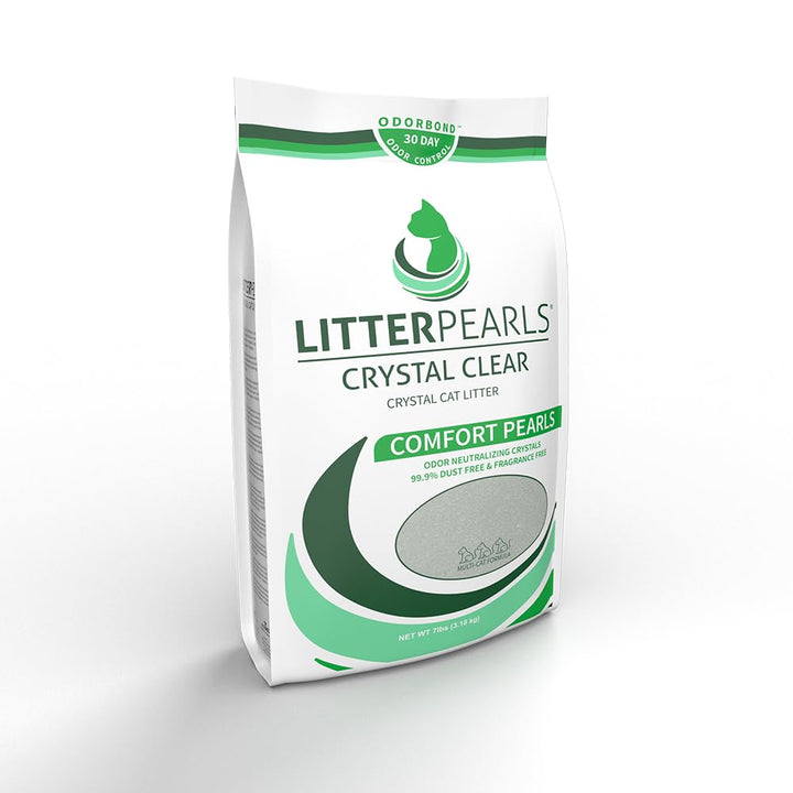 Litter Pearls Crystal Cat Litter with Odorbond- Superior Odor Control, Soft-On-Paws, Low Dust, 7lb, Micro Fresh, White, Clear and Blue Crystals Fresh Scent 7 Pounds