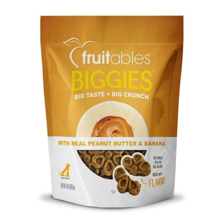 Fruitables Biggies Dog Biscuits – Crunchy Dog Biscuits Made with Pumpkin – Healthy Dog Treats Packed with Real Fruit Flavor – Free of Wheat, Corn and Soy – Peanut Butter & Banana – 16 oz 1 Pound (Pack of 1)