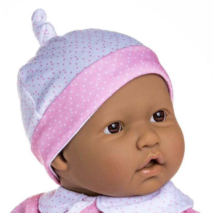 JC Toys La Baby Hispanic 20-inch Small Soft Body Baby Doll La Baby | Washable |Removable Pink and White w/Hat, Pacifier & Magic Bottle | for Children 12 Months + Pink Hispanic 20"