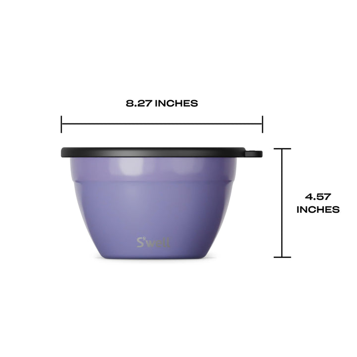 S'well Stainless Steel Salad Bowl Kit 64oz, Hillside Lavender, Comes with 2oz Mini Canister and Removable Tray for Organization, Leakproof, Easy to Clean, Dishwasher Safe 64 oz