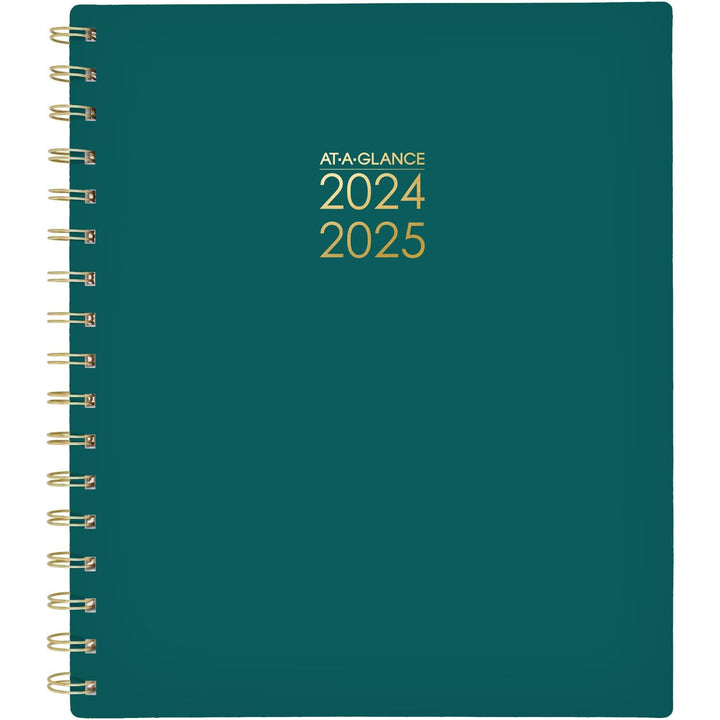 AT-A-GLANCE Planner 2024-2025 Academic, Weekly & Monthly, 7" x 8-3/4", Medium, Monthly Tabs, Flexible Cover, Harmony, Palm (1099-805A-60) Green