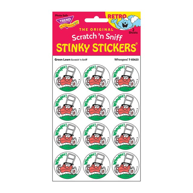 Whoopee!/Green Lawn Scent Retro Stinky Stickers by Trend; 24 Seals/Pack - Authentic 1980s Designs!