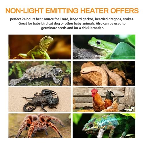 Simple Deluxe 150W 2 Pack Ceramic Heat Emitter, Non-Light Emitting Heat Lamp for Amphibian Pet Terrariums, Chameleons, Lizards, Snakes, and Incubating Chickens White 150W (D-85mm)