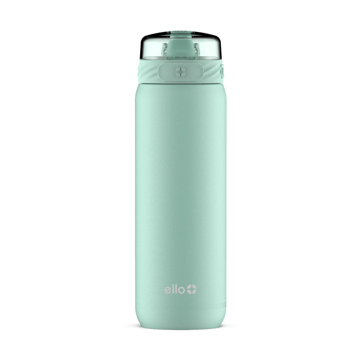 Ello Cooper Stainless Steel Water Bottle with Straw and Carry Handle, Double Walled and Vacuum Insulated Metal, Leak Proof Locking Lid with Soft Silicone Spout, Reusable, BPA Free, 22oz, 32oz, 40oz Yucca