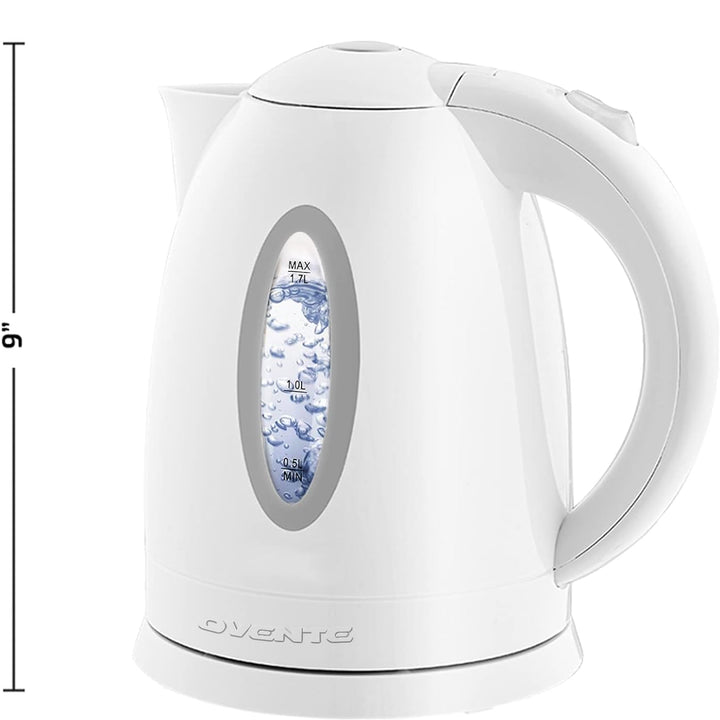 OVENTE Electric Kettle Hot Water Heater 1.8 Liter - BPA Free Fast Boiling Cordless Water Warmer - Auto Shut Off Instant Water Boiler for Coffee & Tea Pot - Black KP413B Black ProntoFill Easy Fill