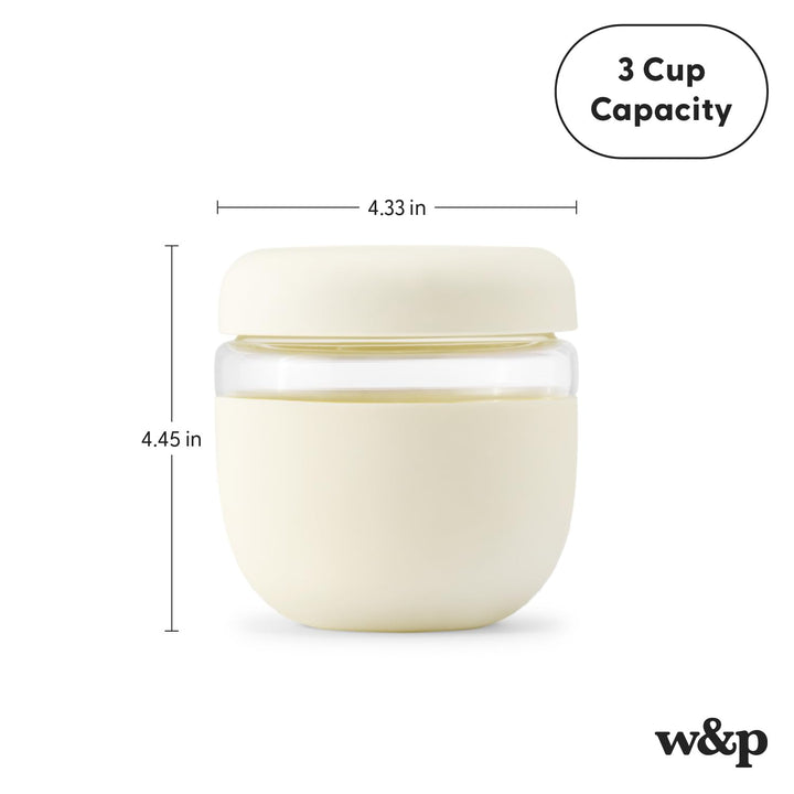 W&P Porter Seal Tight Glass Food Storage Container with Lid, Terrazzo Cream 24oz, Leak & Spill Proof Meal Prep Container, Microwave & Dishwasher Safe, Borosilicate Glass 24 oz