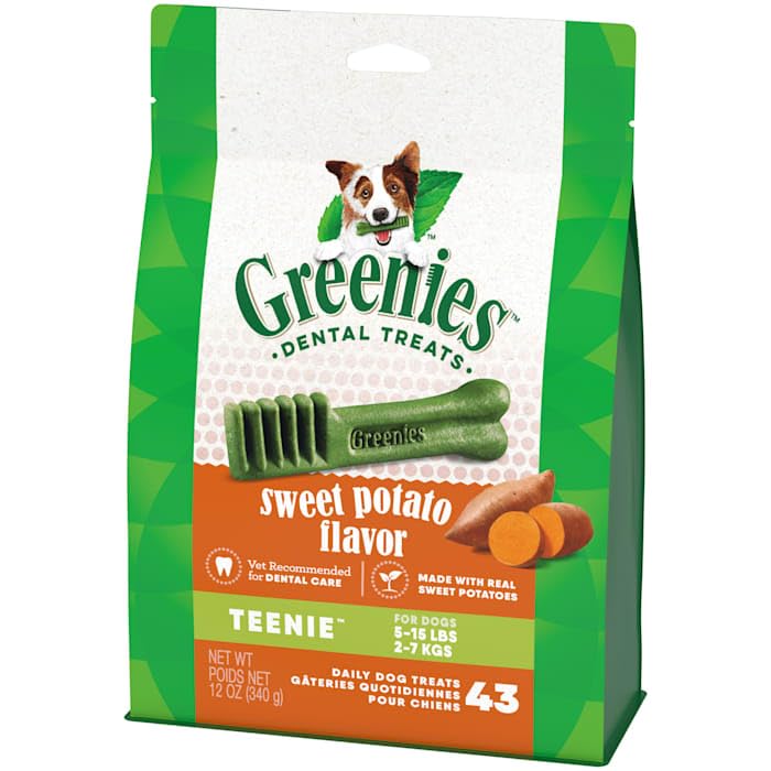 Greenies Teenie Natural Sweet Potato Flavor Dental Dog Treats, 12 oz., Count of 43 1 Count (Pack of 43)