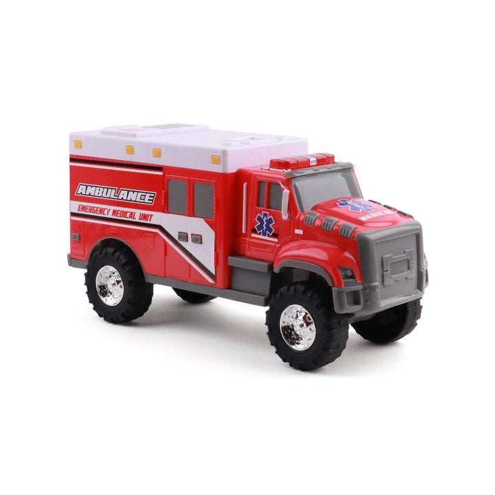 Mighty Fleet Rescue Force Tough Cab Ambulance Toy w/Lights & Sounds, Realistic Design for Rugged Play, Ages 3+, Durable Plastic Construction