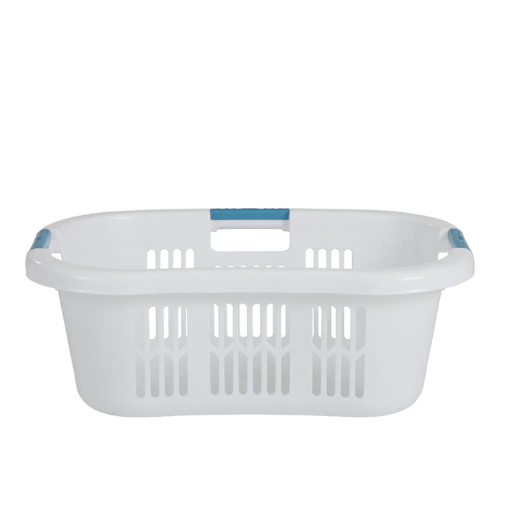 Rubbermaid Large Hip-Hugger Laundry Basket/Hamper, 1.5-Bushel, White, Stackable Storage Bin/Organizer for Bathroom/Bedroom/Dorm/Home 1.5 Bushel Large Hip Hug Basket