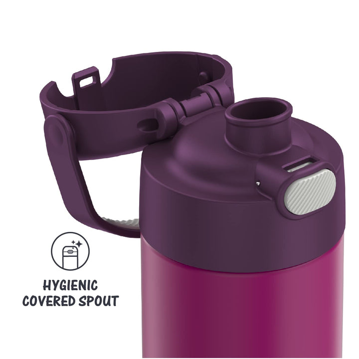 THERMOS FUNTAINER 16 Ounce Stainless Steel Vacuum Insulated Bottle with Wide Spout Lid, Red Violet