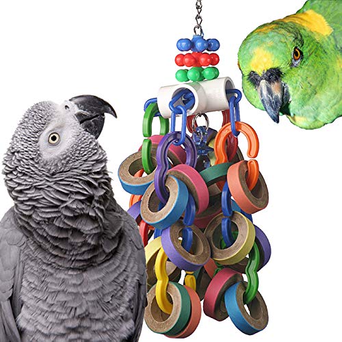 Super Bird Creations SB1107 Bagel Cascade Bird Toy - Durable, Refillable Compressed Cardboard Bagels, Ideal for s, African Greys, Eclectus - Engaging, Fun Chew Toy for Large Birds, 15 x 4.5"