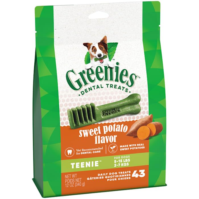 Greenies Teenie Natural Sweet Potato Flavor Dental Dog Treats, 12 oz., Count of 43 1 Count (Pack of 43)