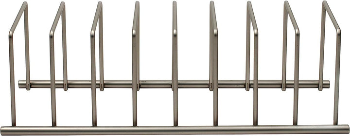 Spectrum Diversified Euro Kitchen Organizer for Plates, Cutting Boards, Bakeware Cooling Racks, Pots & Pans, Serving Trays, Reusable Containers, and Lids, Satin Nickel 13.5" x 4.5" x 4.25"