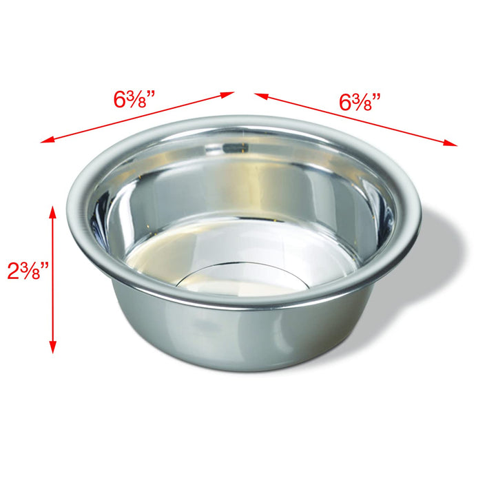 Van Ness Pets Small Lightweight Stainless Steel Dog Bowl, 16 OZ Food And Water Dish 16 OZ.