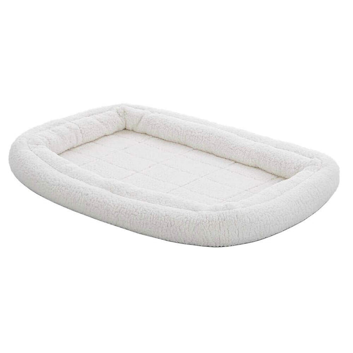 MidWest Homes for Pets Double Bolster Pet Bed | 36-Inch Dog Bed ideal for Medium / Large Dog Breeds & fits 36-Inch Long Dog Crates White Fleece 35.8"L x 21.0"W x 4.0"Th