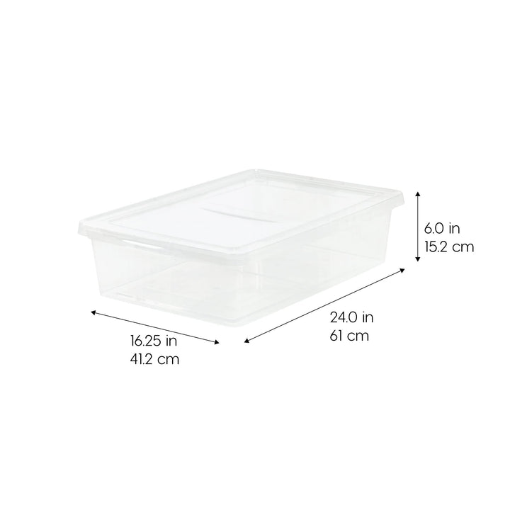 IRIS USA 68 Qt Clear Storage Box, BPA-Free Plastic Stackable Bin with Lid, Containers to Organize Closet Shelves, Clothes, Blankets, Towels, 6 Pack 68 Qt. - 6 Pack