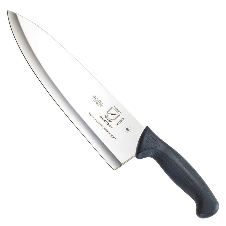 Mercer Culinary M18010 Millennia Black Handle, 10-Inch Wide Hollow Ground, Chef's Knife 10" Chef's Knife (Wide)