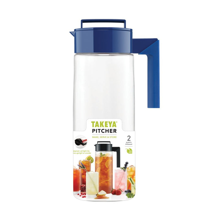 Takeya Iced Tea Maker with Patented Flash Chill Technology Made in USA, 2 Quart, Blueberry & Patented and Airtight Pitcher Made in the USA, 2 Quart, Blueberry