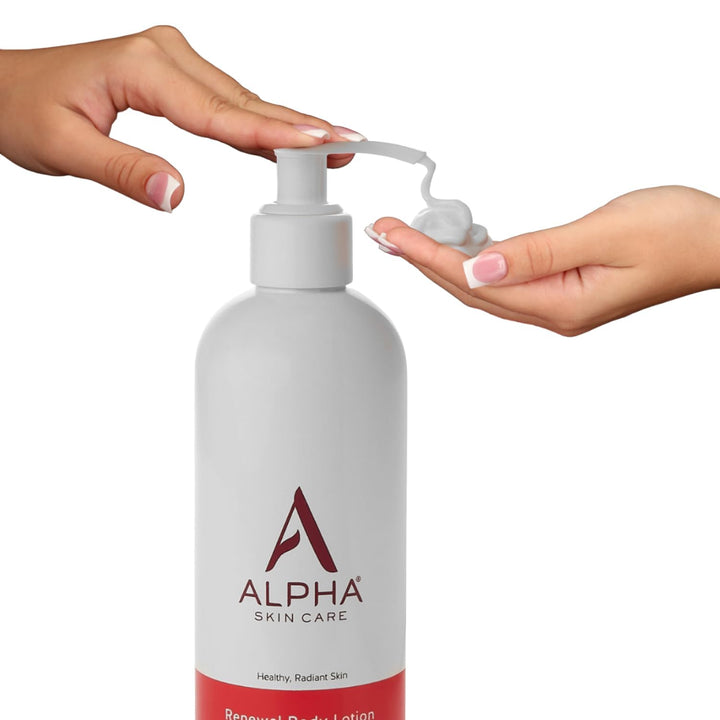 Alpha Skin Care Revitalizing Body Lotion with 12% Glycolic AHA, Simple and Effective Multi-Purpose Daily Moisturizer Hydrates and Exfoliates with Anti-Aging, 12 Oz