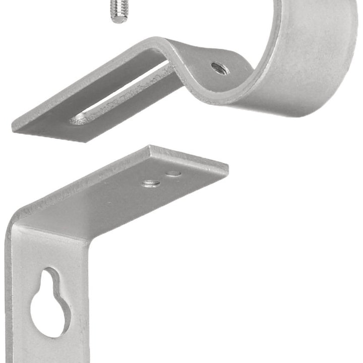 Basics Adjustable Curtain Rod Wall Bracket Hooks, Set of 2, Silver Nickel - 4-Pack (8 Brackets Total)