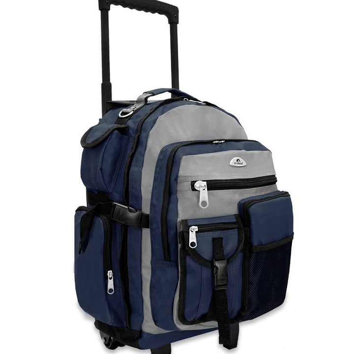 Everest Deluxe Wheeled Backpack, Navy/Gray/Black, One Size