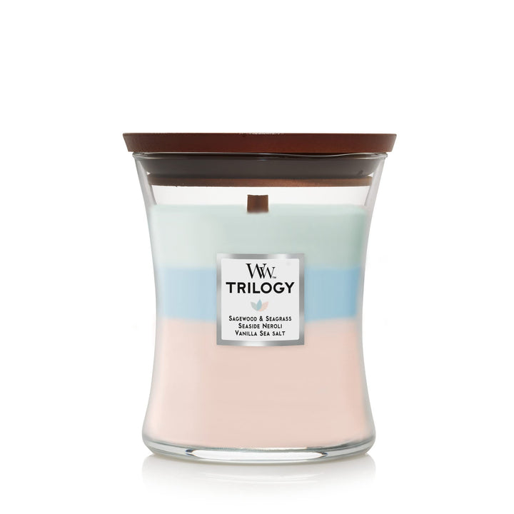 WoodWick Medium Hourglass Candle, Shoreline - Premium Soy Blend Wax, Pluswick Innovation Wood Wick & Medium Hourglass Candle, Oceanic - Premium Soy Blend Wax, Pluswick Innovation Wood Wick SHORELINE + CANDLE,1728629