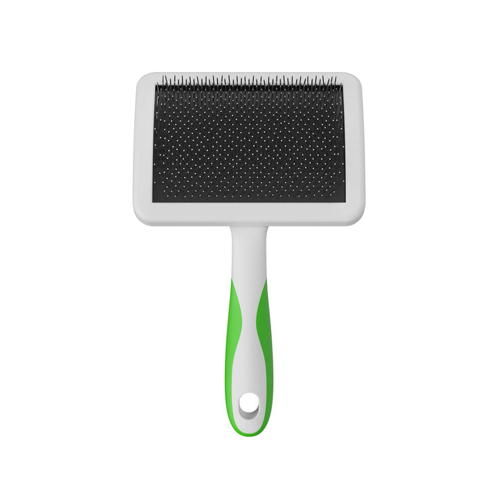 Andis 68540 Self-Cleaning Animal Slicker Brushes with Curved Stainless-Steel Bristles for All Breeds - Reduces Shedding by Up to 90%, Removes Tangles, Dirt & Loose Hair  Large, Green