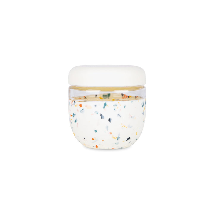 W&P Porter Seal Tight Glass Food Storage Container with Lid, Terrazzo Cream 24oz, Leak & Spill Proof Meal Prep Container, Microwave & Dishwasher Safe, Borosilicate Glass 24 oz
