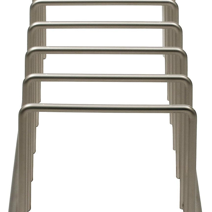 Spectrum Diversified Euro Kitchen Organizer for Plates, Cutting Boards, Bakeware Cooling Racks, Pots & Pans, Serving Trays, Reusable Containers, and Lids, Satin Nickel 13.5" x 4.5" x 4.25"