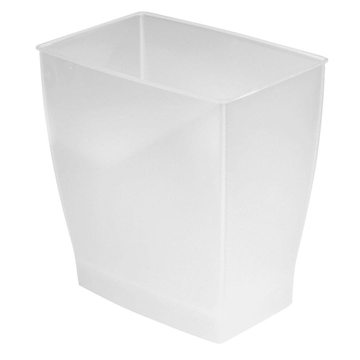 iDesign 64720 Spa Rectangular Trash Can, Waste Basket Garbage Can for Bathroom, Bedroom, Home Office, Dorm, College, 2.5 Gallon, Frost