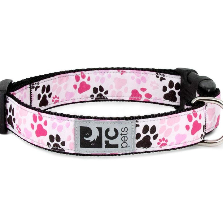 RC Pets 3/4 Inch Adjustable Dog Clip Collar, Small, Pitter Patter Pink S (Neck: 9"-13", Strap Width: 0.75")