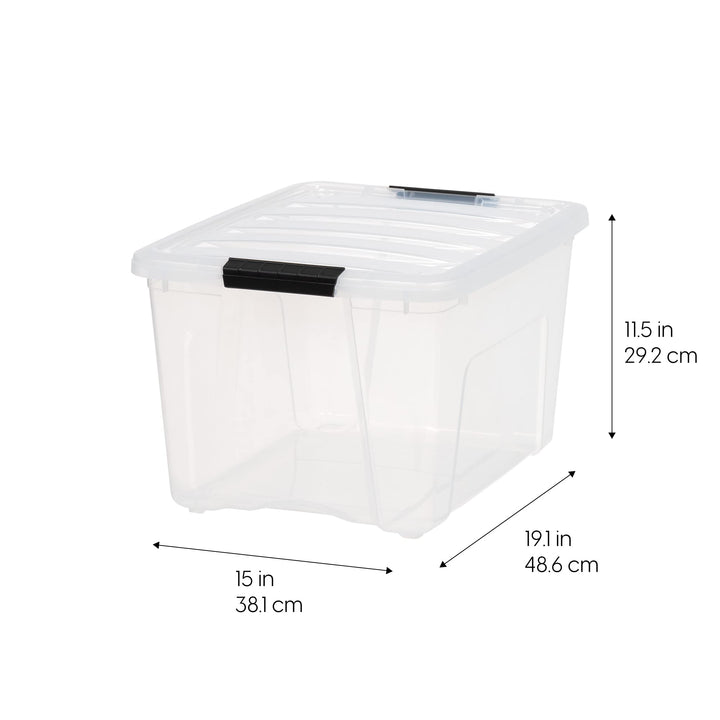 IRIS USA 54 Quart Stackable Plastic Storage Bins with Lids and Latching Buckles, 6 Pack - Pearl, Containers with Lids and Latches, Durable Nestable Closet, Garage, Totes, Tubs Boxes Organizing Latching Lid 54 Qt. - 6 Pack