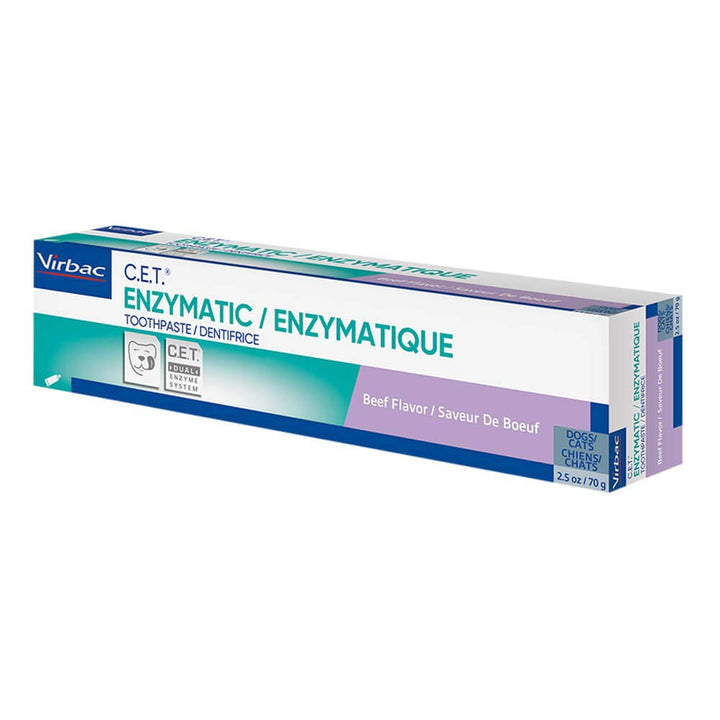 CET Virbac Plaque Tartar Control Enzymatic Dog and Cat Toothpaste, 2.5 oz, Beef